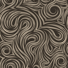 Smooth vector beige texture from smooth cut lines. Twisted pattern for decoration of fabrics or wrappers of brown color