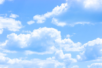 Naklejka na ściany i meble Blue sky with white clouds, cloudscape idyllic clear cloudy sky with cumulus clouds.