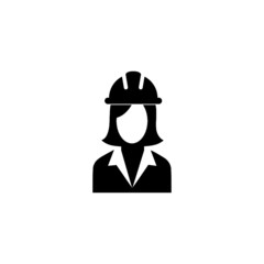 Construction woman worker icon isolated on white background