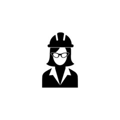 Construction woman worker icon isolated on white background