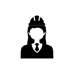 Construction woman worker icon isolated on white background