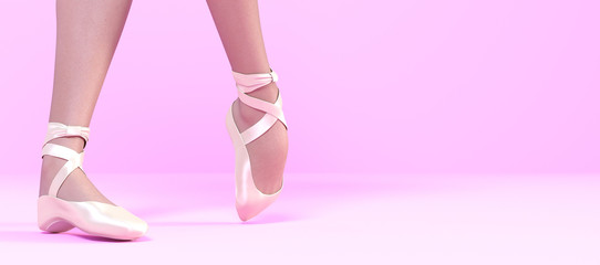 3D Ballerina legs in light classic pointe shoes.