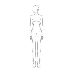 Fashion template of standing women looking left