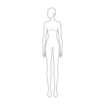 Fashion template of standing women looking left