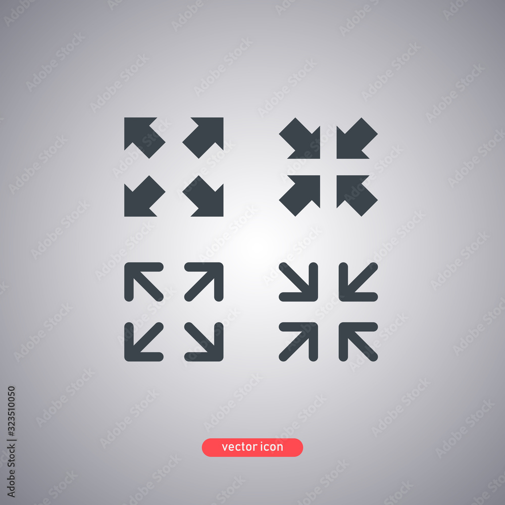 Poster full screen and exit from full screen. line style icons. classic style.