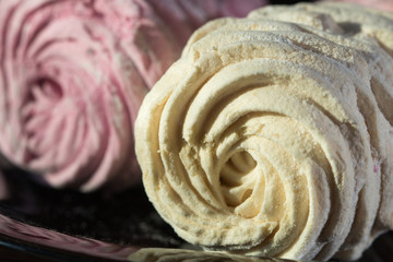 marshmallow white and pink close up