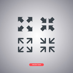 Full screen and exit from full screen. Line style icons. Classic style.