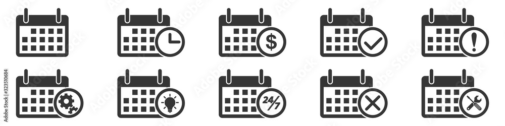 Poster calendar vector icons. set of calendar symbols