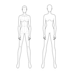 Fashion template of standing women. 