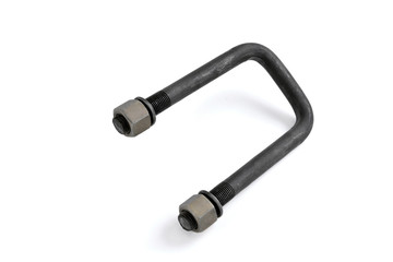 Detail of automobile spring, clamp for screed sheets of automobile spring, spring bracket white...