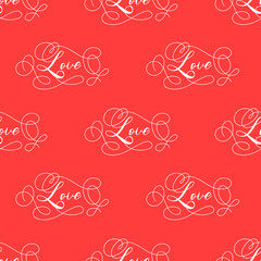 Fototapeta na wymiar Valentines Day holiday pattern design. Heart shape with text. Vector illustration.
