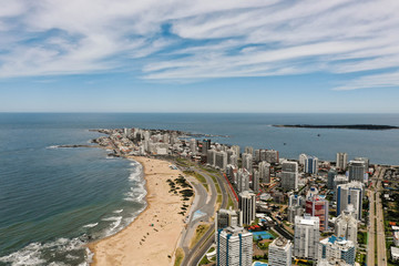 Fototapeta na wymiar Drone view of punta del este brava beach