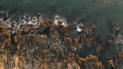 Sunset rocks in punta del Este, pictures taken with a drone