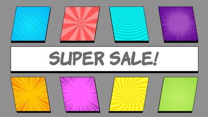 Comic bright banners composition