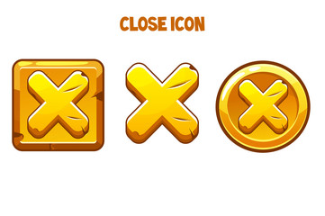 Golden icons close with a cross for the interface.