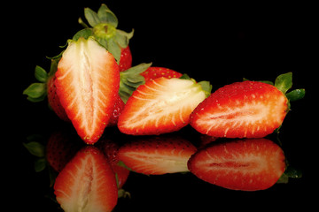 Strawberry on black background