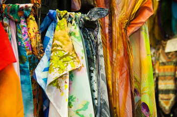 Colorful silk scarves or shawls for sale