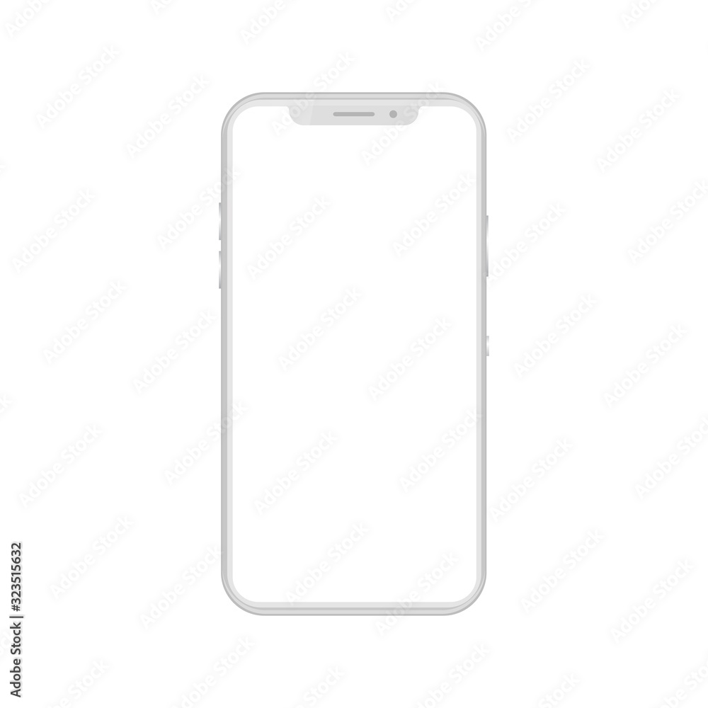Poster white smartphone with empty touch screen, new model mobile - for stock