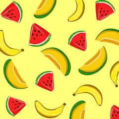watermelon, melon end banana pattern for background EPS 10	