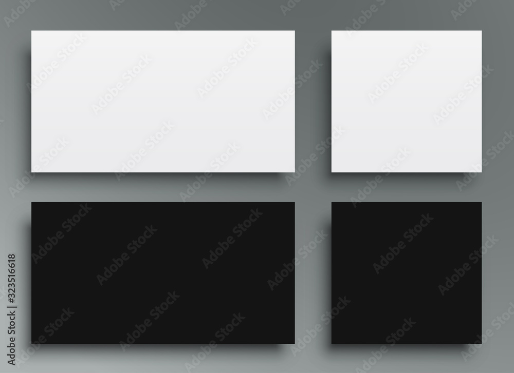 Aufkleber realistic cards paper template mockup with shadows on a gray background – for stock