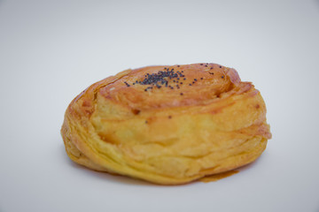 Gogal Traditional Azerbaijani Cookie on Novruz Easter . Fresh pastries Gogal isolated on white background. Traditional Azerbaijani Cookie .