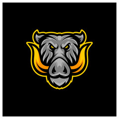 Boar Esport gaming mascot logo template Vector. Modern Head Boar Logo Vector