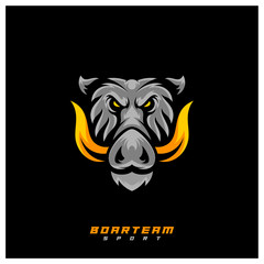 Boar Esport gaming mascot logo template Vector. Modern Head Boar Logo Vector