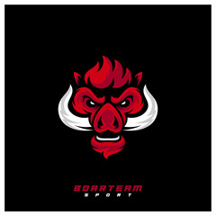 Boar Esport gaming mascot logo template Vector. Modern Head Boar Logo Vector