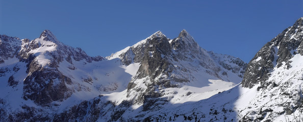 Panorama Zima Tatry Wysokie - Czarny Szczyt, Kołowy Szczyt, Jastrzębia Turnia, Jagnięca Dolina