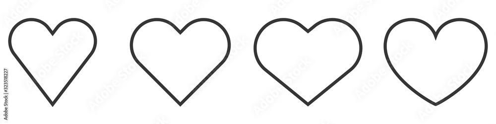 Wall mural set of heart outline icons. vector hearts.