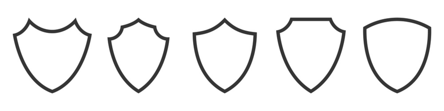 Set of Shield outline icons. Vector Shields.