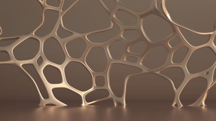 Abstract generative form made of metal. 3d illustration, 3d rendering.