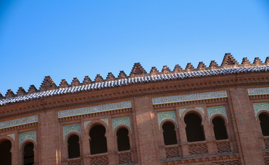 detail of plaza de toros bullfighting arena in madrid spain, different perspective