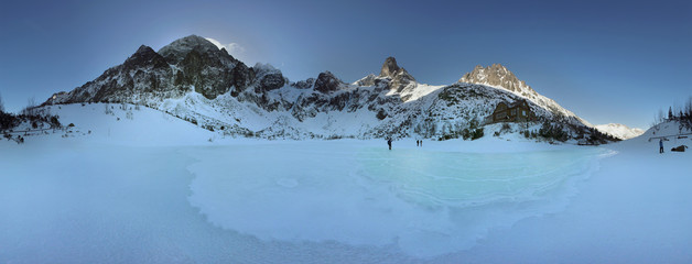 Panorama Tatry Wysokie - Zielony Staw Kieżmarski - Zima - 360 stopni