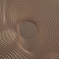 Metal grid labyrinth. 3d illustration, 3d rendering.