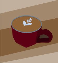 Illustration of a cup of Latte Art coffe