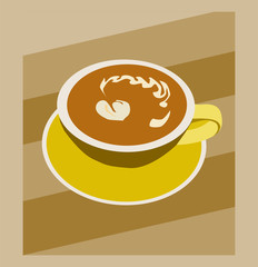 Illustration of a cup of Art cappuccino Coffee