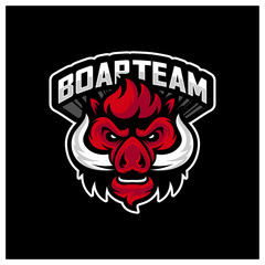 Boar Esport gaming mascot logo template Vector. Modern Head Boar Logo Vector
