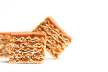 Homemade caramel waffers isolated