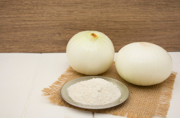 Ground white onion or onion powder, fresh and natural.