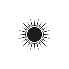 Sun icon, Vector isolated flat design black symbol