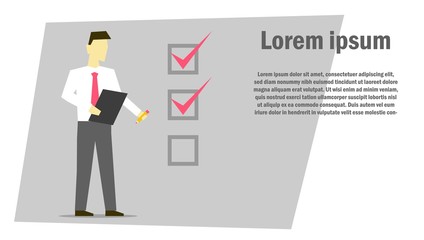 Businessman holding in hands clipboard with checklist vector illustration. Planning schedule concept.