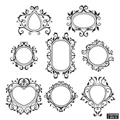 Set of vintage frames with floral scrolls.