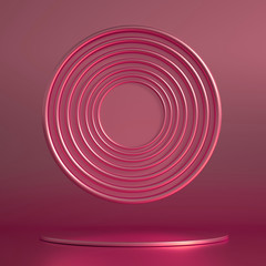 Podium, pedestal in the studio. 3d illustration, 3d rendering.