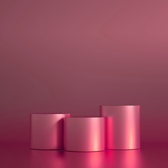 Podium, pedestal in the studio. 3d illustration, 3d rendering.