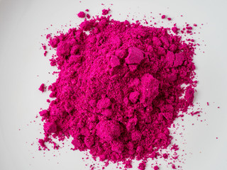 Dragon fruit powder isolated on white background.
