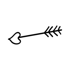Hand drawn arrow with a heart-shaped tip.