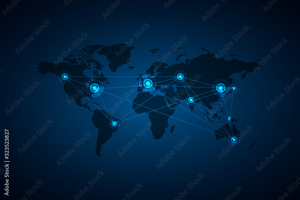 Poster world map point and line composition concept of global business.global network connection. vector il