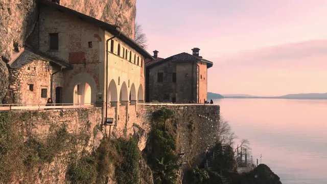 4K Timelapse, Hermitage Of Santa Caterina Del Sasso, Varese, Lombardy, Italy
