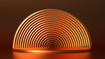 Podium, pedestal in the studio. 3d illustration, 3d rendering.